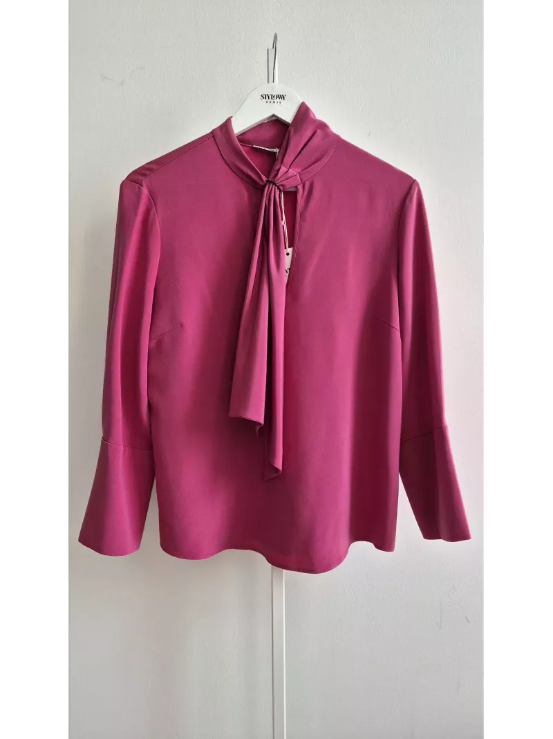 Deni Cler bluzka jedwabna fuksja z wiązaniem r.S/M | Stylowy Komis