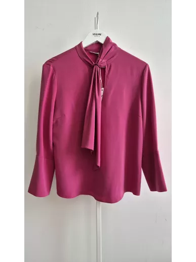 Deni Cler bluzka jedwabna fuksja z wiązaniem r.S/M | Stylowy Komis