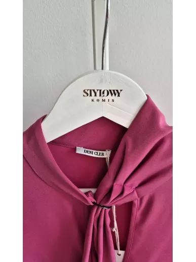 Deni Cler bluzka jedwabna fuksja z wiązaniem r.S/M | Stylowy Komis