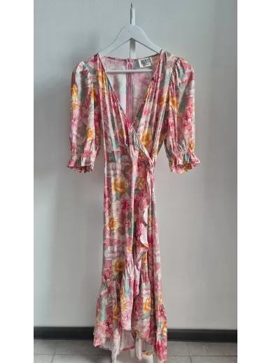 Bizuu sukienka maxi kopertowa w kwiaty z wiskozy rozmiar S