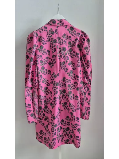 Bizuu sukienka różowa kwiatowa M – unikatowa vintage z podkreśloną talią