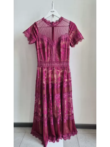 Sukienka Deni Cler fuksjowa z koronką, rozmiar 36