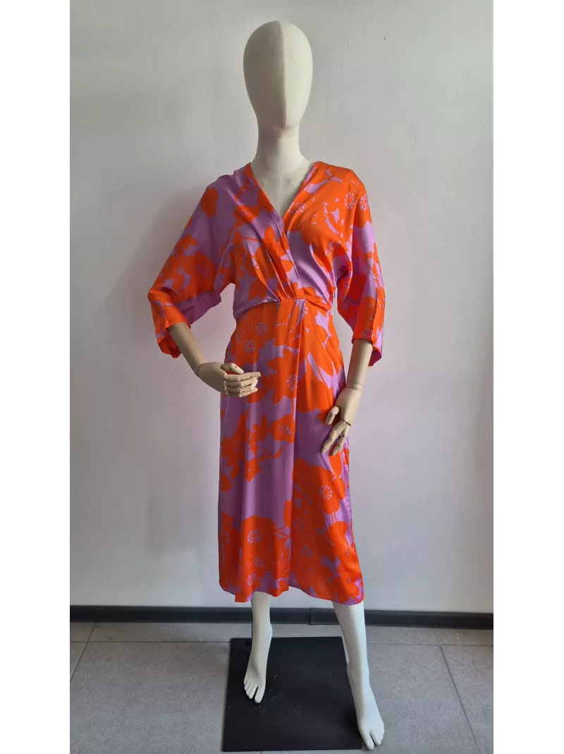 Patrizia Aryton sukienka kopertowa midi w kwiaty, wiskoza EcoVero, XS