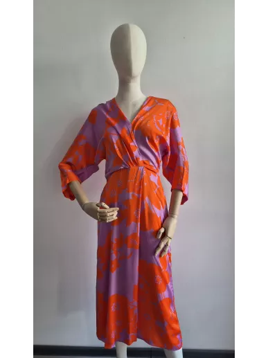 Patrizia Aryton sukienka kopertowa midi w kwiaty, wiskoza EcoVero, XS