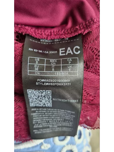 Koronkowy top GUESS w kolorze głębokiego burgundu