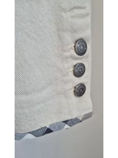 Burberry London | Beżowy bawełniany żakiet z detalami w kratę