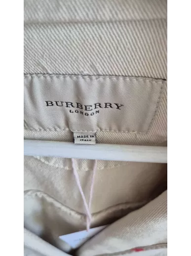 Burberry London | Beżowy bawełniany żakiet z detalami w kratę