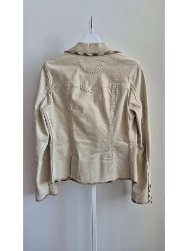 Burberry London | Beżowy bawełniany żakiet z detalami w kratę