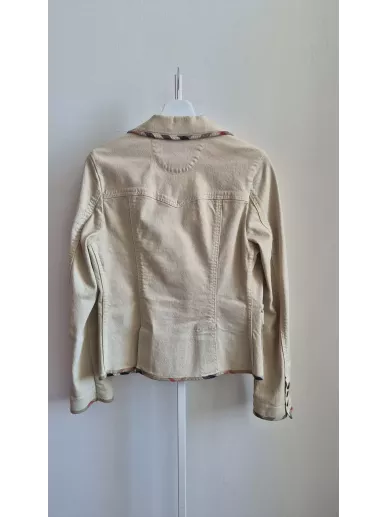 Burberry London | Beżowy bawełniany żakiet z detalami w kratę