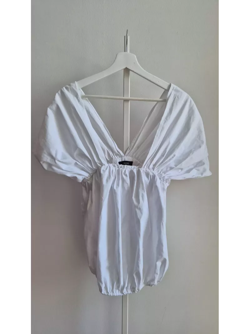 Biała bluzka LEBRAND z dekoltem V – 100% bawełna, rozmiar S