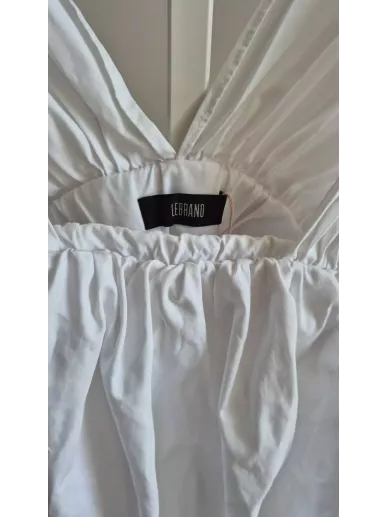 Biała bluzka LEBRAND z dekoltem V – 100% bawełna, rozmiar S