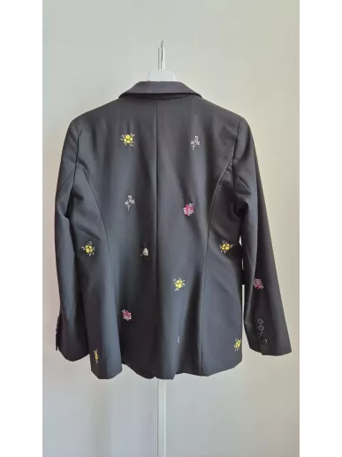 Czarna marynarka Marella z kwiatowym haftem