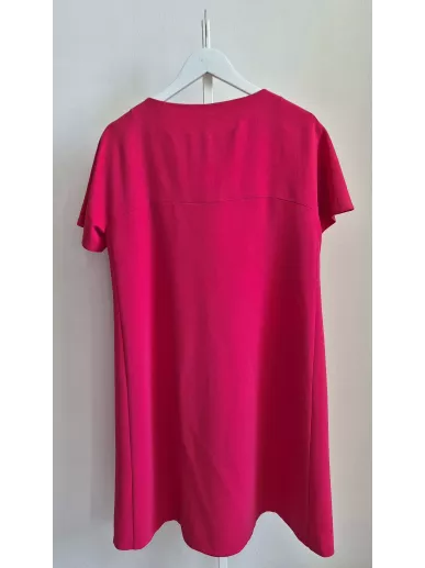 Marc Cain – Sukienka koktajlowa fuksja z perłowymi guzikami