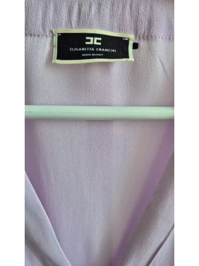 Bluzka Elisabetta Franchi liliowa z jedwabistą fakturą, złote guziki,