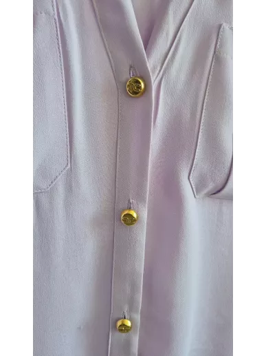 Bluzka Elisabetta Franchi liliowa z jedwabistą fakturą, złote guziki,