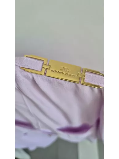 Bluzka Elisabetta Franchi liliowa z jedwabistą fakturą, złote guziki,
