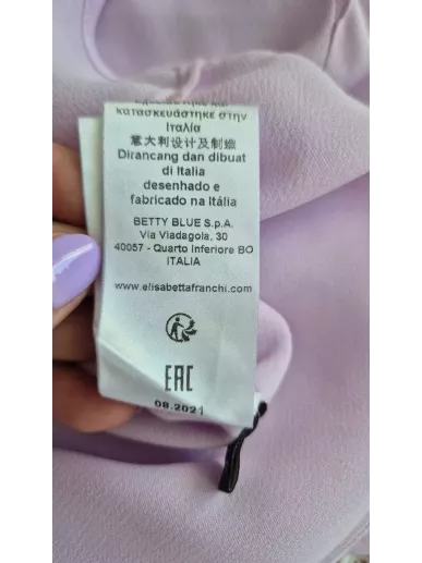 Bluzka Elisabetta Franchi liliowa z jedwabistą fakturą, złote guziki,