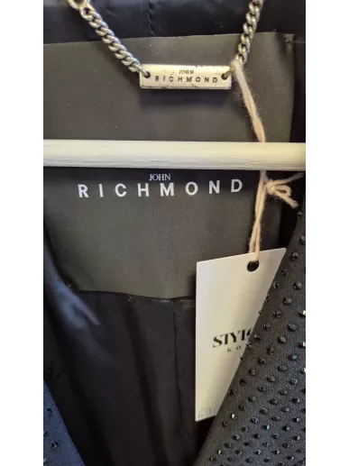 John Richmond – czarna marynarka z łańcuchem i kryształkami rozmiar 38