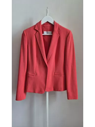 Marynarka MaxMara z odpinaną falbanką – wełna dziewicza, rozmiar 38