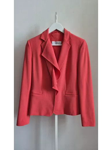 Marynarka MaxMara z odpinaną falbanką – wełna dziewicza, rozmiar 38