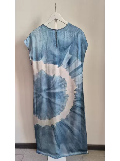 AllSaints sukienka midi tie-dye niebieska jedwab/wiskoza rozmiar 38 (UK10/US6)