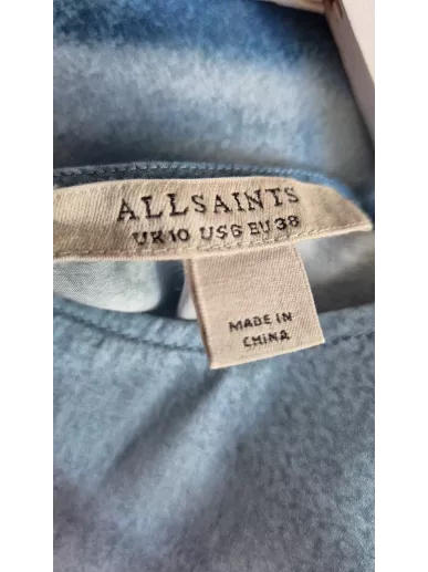 AllSaints sukienka midi tie-dye niebieska jedwab/wiskoza rozmiar 38 (UK10/US6)