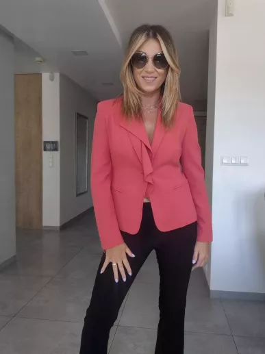 Marynarka MaxMara z odpinaną falbanką – wełna dziewicza, rozmiar 38