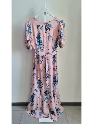Bizuu jedwabna sukienka maxi różowa w kwiaty rozm. 38