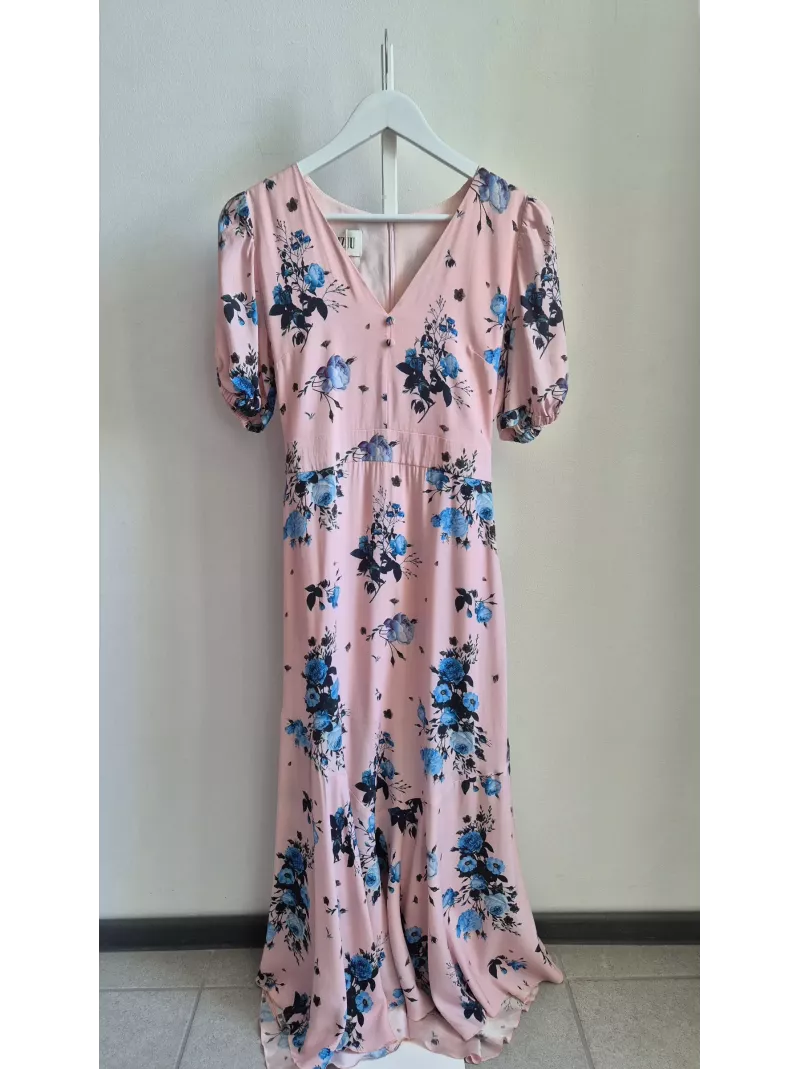 Bizuu jedwabna sukienka maxi różowa w kwiaty rozm. 38