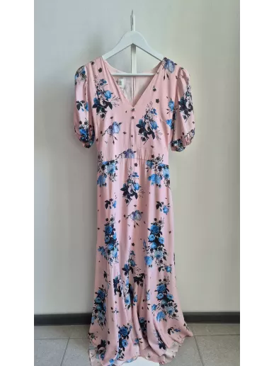 Bizuu jedwabna sukienka maxi różowa w kwiaty rozm. 38
