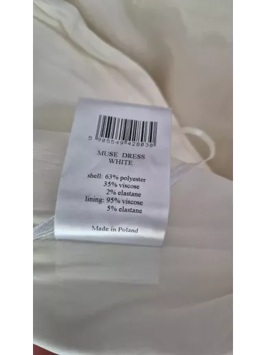 LaMania Muse biała sukienka bez ramiączek w prążki z gorsetem rozm. 36