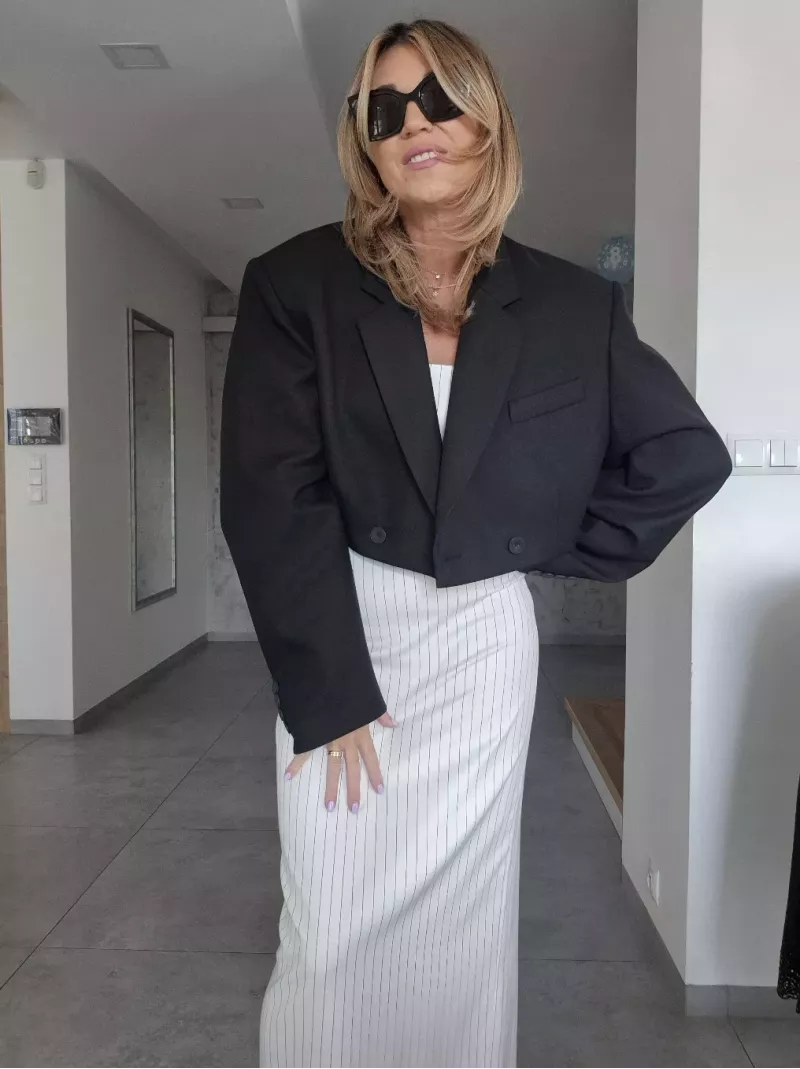 La Mania Super Marynarka Czarna One Size Oversize Crop