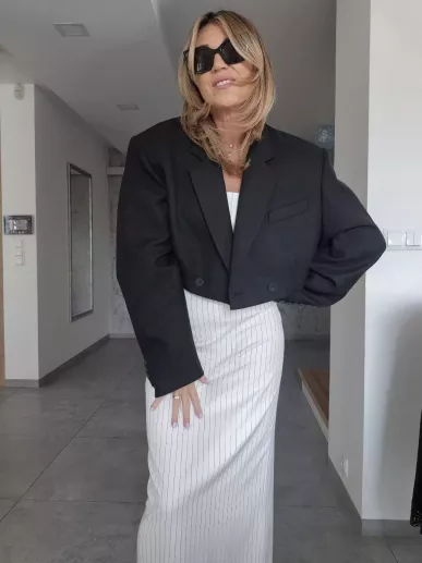 La Mania Super Marynarka Czarna One Size Oversize Crop