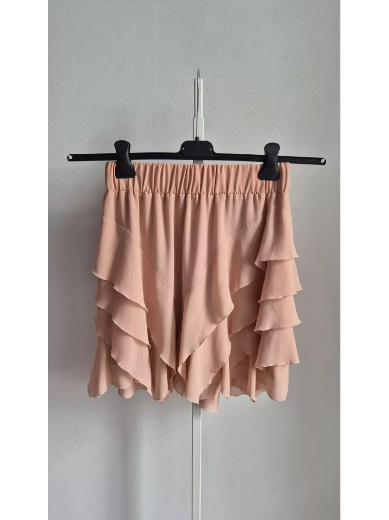 303 Avenue – falbaniasta spódnica mini z wiskozy, kolor brzoskwiniowy, rozmiar M
