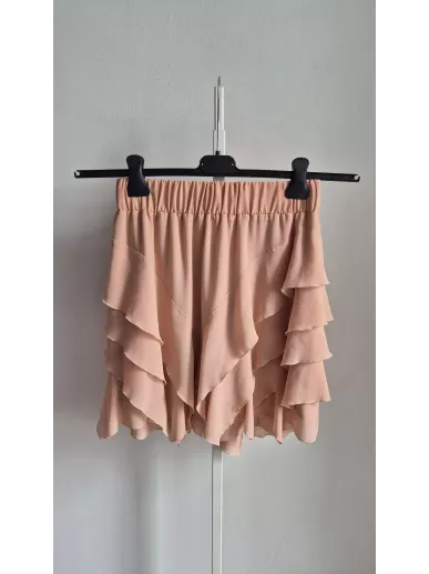 303 Avenue – falbaniasta spódnica mini z wiskozy, kolor brzoskwiniowy, rozmiar M