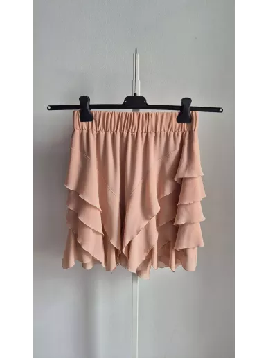 303 Avenue – falbaniasta spódnica mini z wiskozy, kolor brzoskwiniowy, rozmiar M