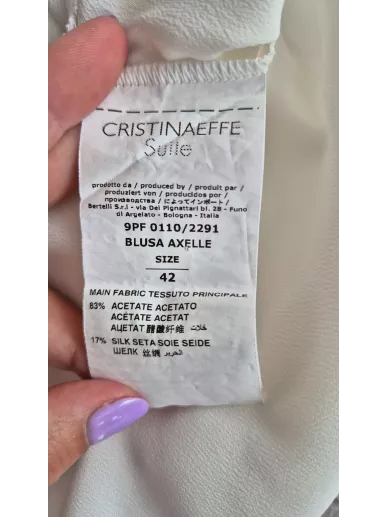 Cristinaeffe Suite bluzka jedwabna kremowa biała oversize rozmiar 38