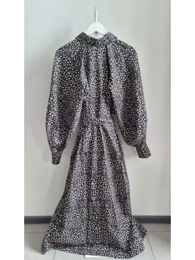 Bizuu sukienka koszulowa maxi w kwiaty czarna bawełna r. 40