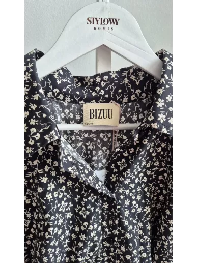 Bizuu sukienka koszulowa maxi w kwiaty czarna bawełna r. 40