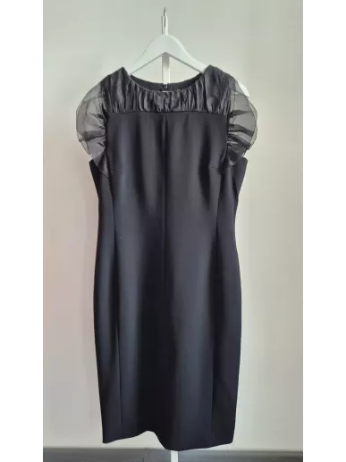 Sukienka MaxMara Elegante czarna jedwabna z tiulowymi rękawkami – nowa z metką