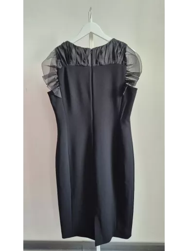 Sukienka MaxMara Elegante czarna jedwabna z tiulowymi rękawkami – nowa z metką