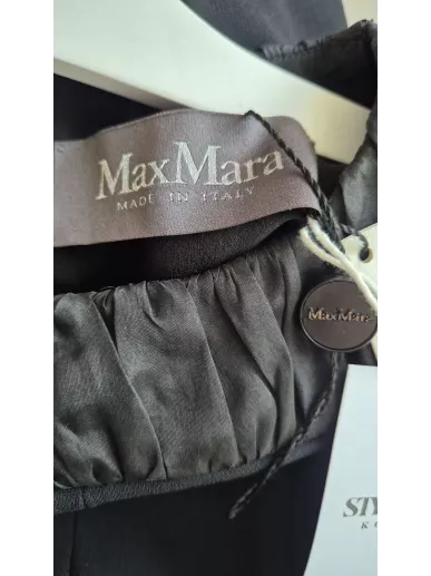 Sukienka MaxMara Elegante czarna jedwabna z tiulowymi rękawkami – nowa z metką