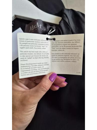 Sukienka MaxMara Elegante czarna jedwabna z tiulowymi rękawkami – nowa z metką