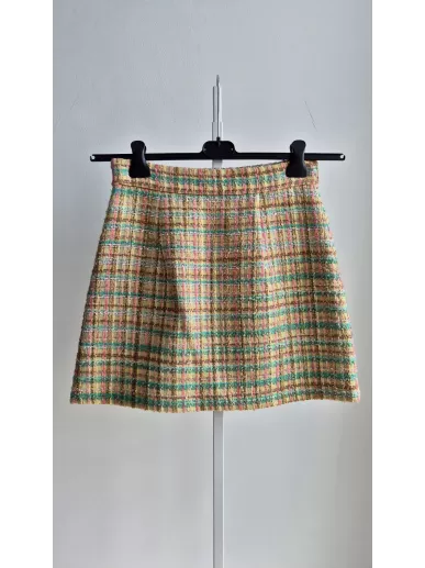 Spódnica Miu Miu wełna moher kratka  44 rozmiar włoski – elegancka tweedowa spódnica premium z drugiej ręki