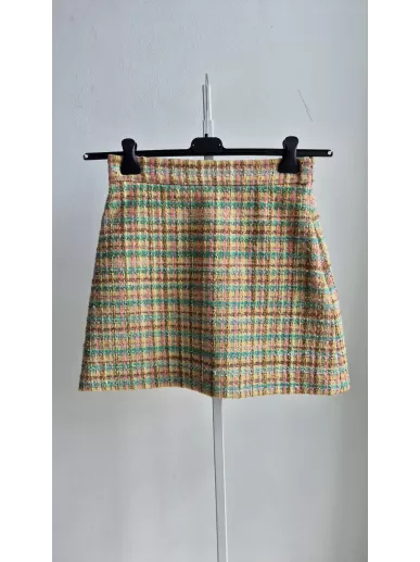 Spódnica Miu Miu wełna moher kratka  44 rozmiar włoski – elegancka tweedowa spódnica premium z drugiej ręki