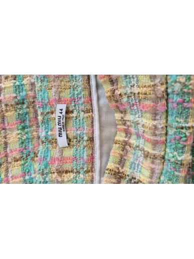 Spódnica Miu Miu wełna moher kratka  44 rozmiar włoski – elegancka tweedowa spódnica premium z drugiej ręki