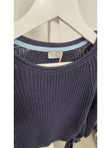 Marella Sport granatowy sweter z tasiemkami | Stylowy Komis
