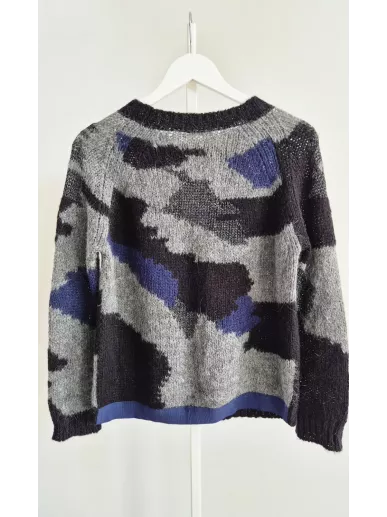 Liu Jo sweter moherowy szaro-czarny z granatem r S | Stylowy Komis