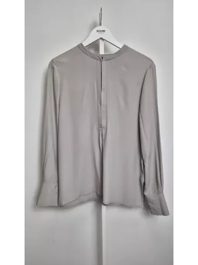 Bluzka Laurel szara jedwabna elegancka z długim rękawem, rozmiar 38 (second hand premium)
