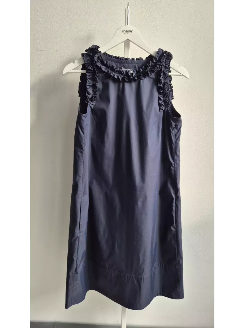 S MaxMara granatowa sukienka z falbanami r. 40 – Stylowy Komis